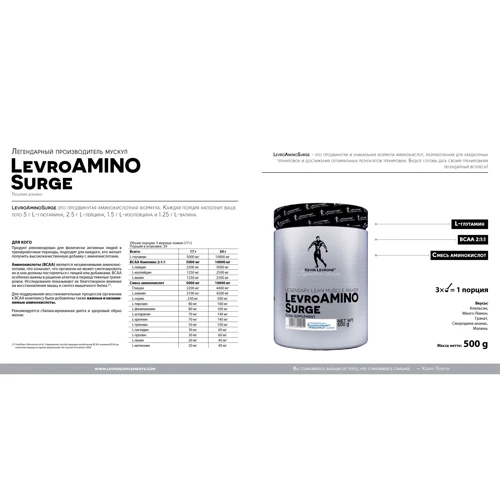Аминокислота для спорта Kevin Levrone LevroAminoSurge 500 g /30 servings/ Black Currant Pineapple: Вкус Ананас, Черная смородина