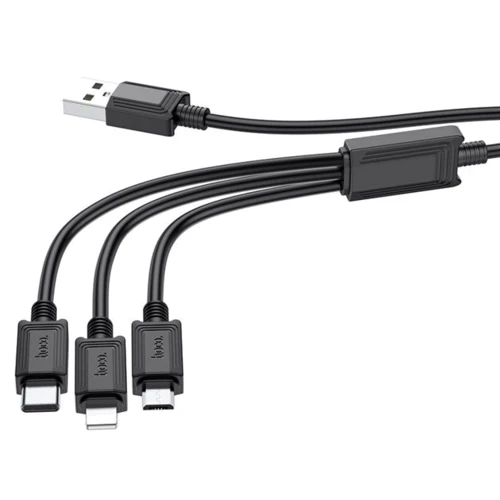 Кабель Hoco USB Cable to Micro USB/Lightning/Type-C X74 2A 1m Black: Тип USB Cable - Lightning/microUSB/USB-C