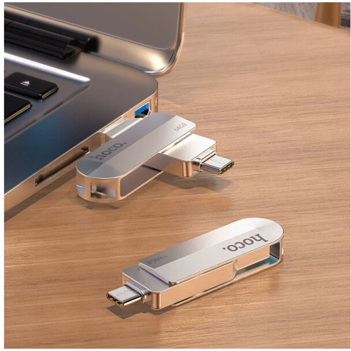 USB-флешка Hoco 64GB UD10 Wise USB 3.0/Type-C Silver: Объем памяти 64 GB