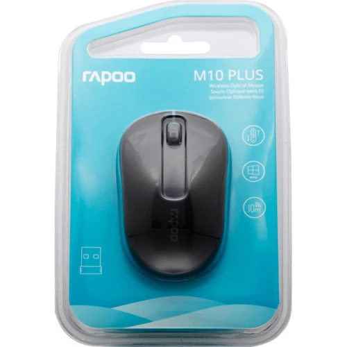 Мышь RAPOO M10 Wireless Optical Mouse Black: Эргономика симметричная для левшей