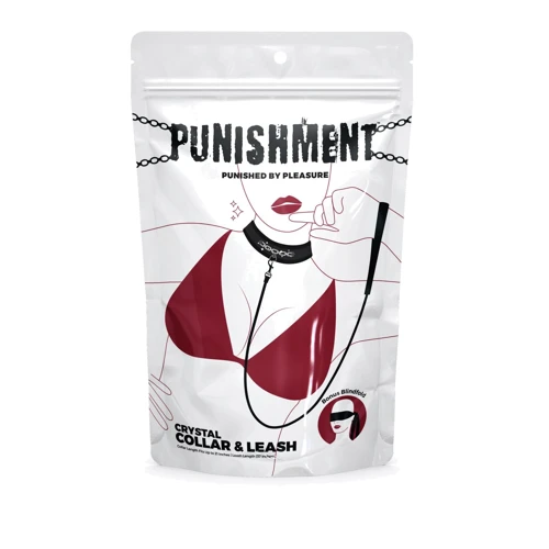 Ошейник с поводком Punishment Crystal Collar & Leash Black