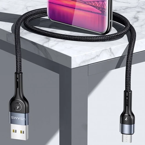 Кабель Usams USB Cable to Lightning Dual Right-Angle Cable With Colorful Light 1.2m Black (US-SJ455) фото 3