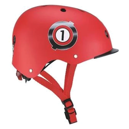 Шолом захисний дитячий GLOBBER, Гонки червоний, з ліхтариком, 48-53см (XS / S)