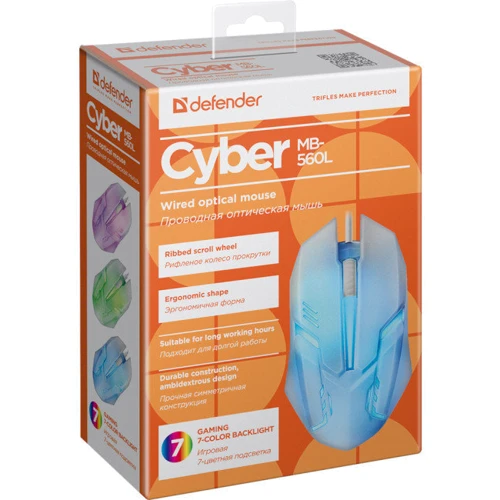 Мышь Defender Cyber MB-560L White (52561): Тип сенсора оптический