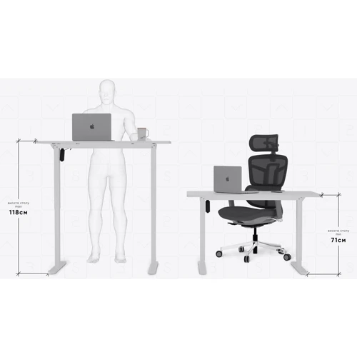 Комплект Mealux PowerDesk Lite White + Leo Air Plus Black (EVO-201 Lite W/W +Y 546 KB)