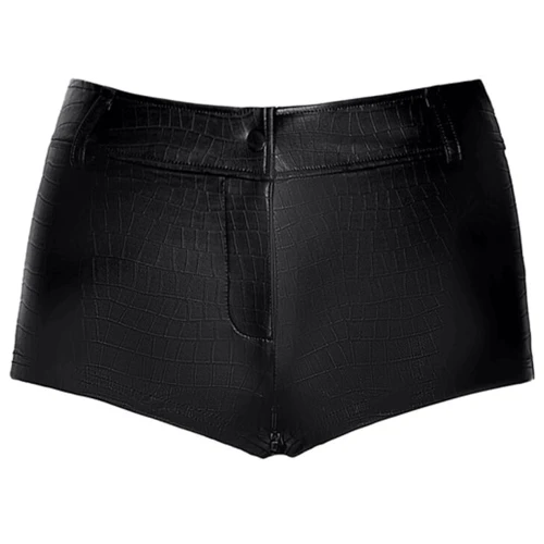 Шортики Noir Handmade F318 Wild crocodile printed wetlook shorts Вlack, XL