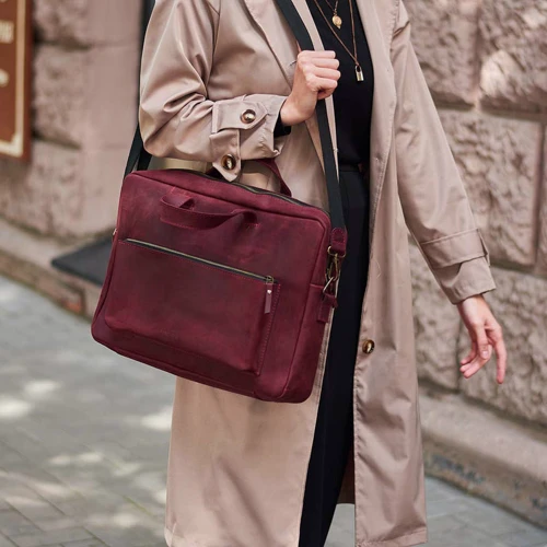 INCARNE Handmade Leather Laptop bag Biz Bordo for MacBook 13-14": Колір бордовый