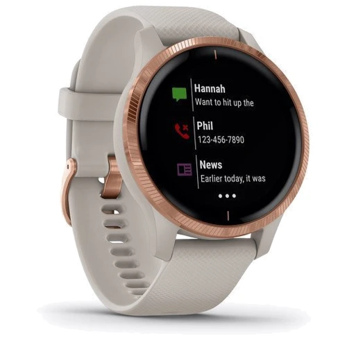Смарт-часы Garmin Venu Rose Gold Stainless Steel Bezel with Light Sand Case and Silicone Band (010-02173-22): Сенсорный экран есть