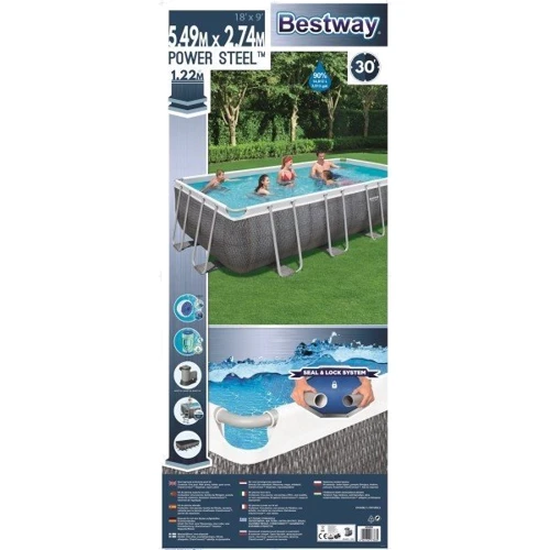 Бассейн каркасный Bestway 549х274х122 см 5 678 л/ч с дозатором лестницей и тентом (BW 56998) фото 9