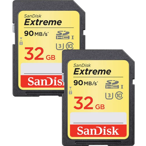 

SanDisk 32GB Sdhc Class 10 UHS-I U3 V30 Extreme 2 Pack (SDSDXVE-032G-GNCI2)