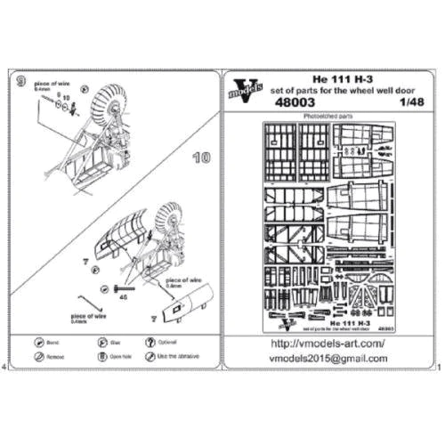 Фототравление Vmodels для He 111 H-3, набор колес (ICM) Vmodels48003