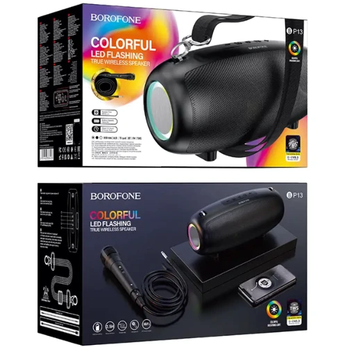 Акустика Borofone BP13 Black: Подключение Bluetooth V5.0, TF-карта, USB, AUX, TWS