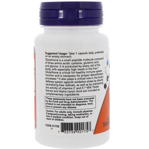NOW Foods GLUTATHIONE 500 mg 30 VCAPS Глутатион