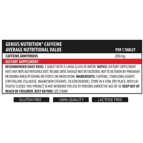 Кофеїн Genius Nutrition Caffeine 90 tabs / 90 servings: Форма випуску Таблетки