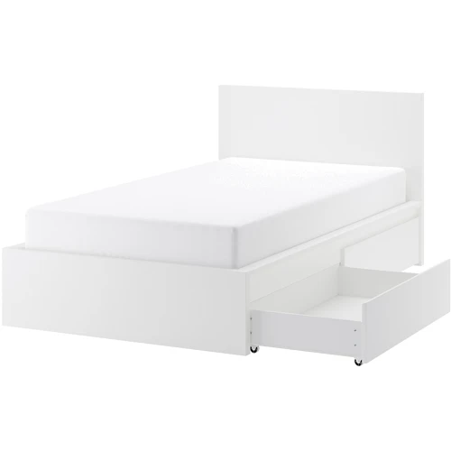 Каркас кровати с 2 корзинами ІКЕА MALM 120х200 см белый (690.682.24)