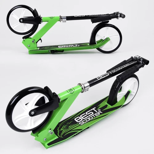 Самокат двухколесный Best Scooter с PU колесами Black/Green (99647): Тип колес литые