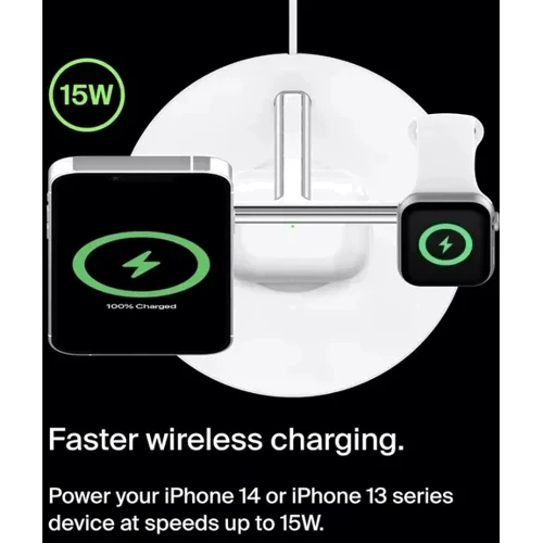 Зарядное устройство Belkin Wireless Charger BoostCharge Pro 3-in-1 White (WIZ009ttWH-APL)