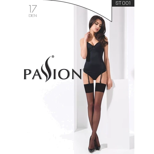 Классические чулки под пояс с широкой резинкой Passion ST001 5 bianco