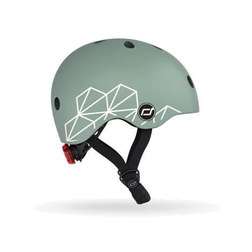 Детский защитный шлем Scoot&Ride зеленый с фонариком (SR-181206-GREENLINES) фото 8
