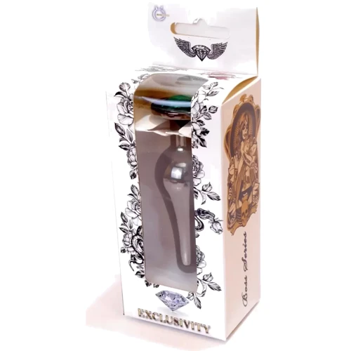 Анальная пробка с кристаллом BOSS of TOYS Boss Series - Jewellery Dark Silver BUTT PLUG Green, BS6400060