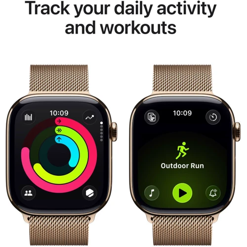 Apple Watch Series 11 GPS + Cellular 42mm Gold Titanium Case with Gold Milanese Loop (MF8Y4)
