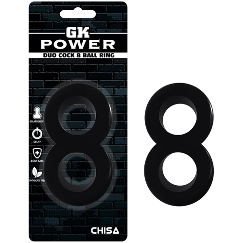 Ерекційне кільце Chisa GK Power Duo Cock 8 Ball Ring Black