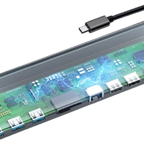 Адаптер Baseus Adapter Enjoyment USB-C to USB-C + 2хHDMI + VGA + SD + RJ45 + 2xUSB3.0 + Mini-jack 3.5 Dark Gray (CATSX-G0G): Інтерфейс підключення USB-C