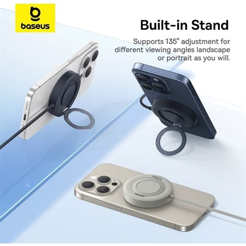Зарядное устройство Baseus Wireless Charging Magnetic Mini4 Stand Qi2 15W Black (P10273300121-01) for Apple iPhone 16 I 15 I 14 I 13 I 12 series фото 11