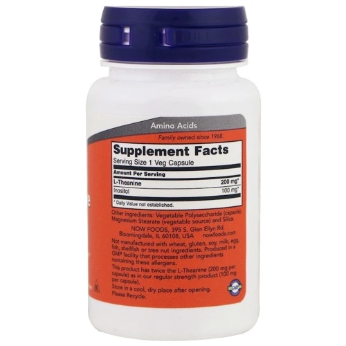 Now Foods L-Theanine, 200 MG 60 VCAPS L-теанин: Тип L Теанін