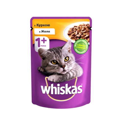 Вологий корм Whiskas для котів з куркою в желе 24х100 г (4770608239725)