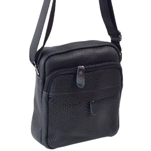 Мужская сумка через плечо Borsa Leather черная (10257-black)