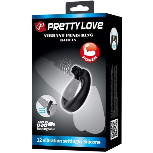 Эрекционное виброкольцо LYBAILE Pretty Love - DAHLIA Vibrant Penis Ring BLACK (BI-210324)