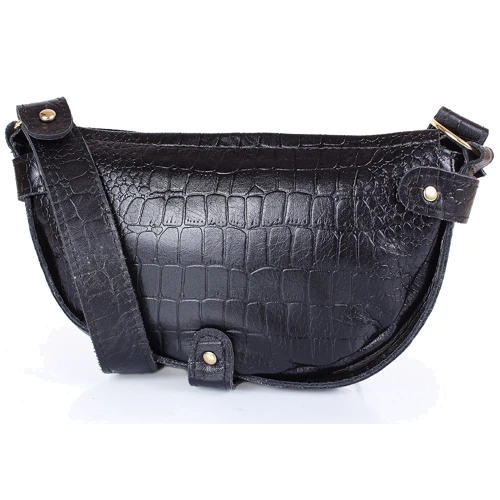 Женская сумка через плечо Laskara черная (LK-DM232-black-croco)