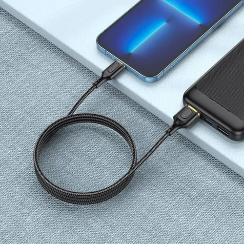 Кабель Hoco USB Cable to Lightning X95 Goldentop 2.4A 1m Black фото 3