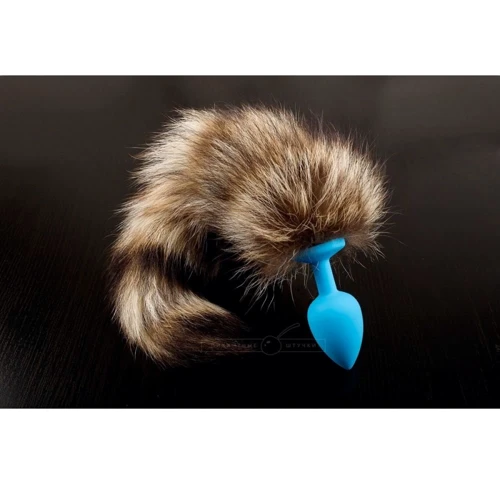 Силіконова анальна пробка з хвостом єнота, 6x2,7 см., Блакитний: Для кого унісекс