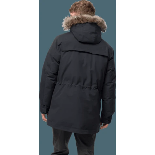 Пуховик Jack Wolfskin Glacier Bay Parka 1113321-6000 52 черный зимний с капюшоном и мехом: Длина рукава Длинный