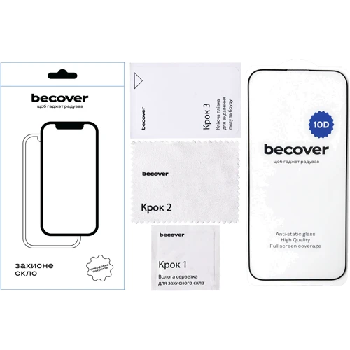 Захисне скло для iPhone BeCover Tempered Glass 10D Black для iPhone 16e (713235): Матеріали стекло