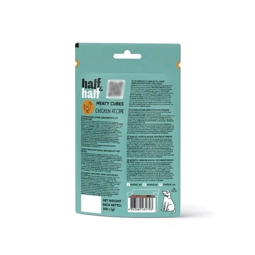 Ласощі Half & Half для собак у формі м'ясних кубиків з куркою 100 г (4823082431793): Тип Снеки