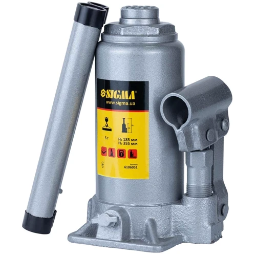 sigma домкрат гидравлический бутылочный 5т H 185-355мм Standard (6106051)
