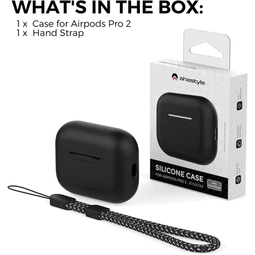 Чохол для навушників AhaStyle Silicone Case with strap Black (X003E43NDL) для Apple AirPods Pro 2 фото 6