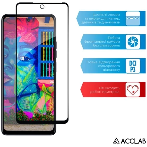 Аксессуар для смартфона ACCLAB Tempered Glass Full Glue Black for Tecno Spark 10 Pro: Цвет черный