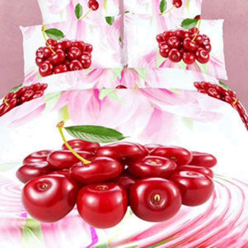 Комплект постельного белья Love You 3D Вишенки FS499 сатин семейный (01761)