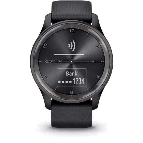 Смарт-годинник Garmin Vivomove Trend Slate Stainless Steel Bezel with Black Case and Silicone Band (010-02665-00): Час роботи до 5 дней (Smartwatch mode)