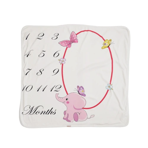 Плед Twins BabyDo Календарь роста Elephant 85x80 см бежево-розовый (1083)