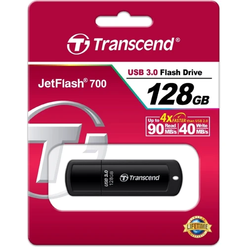 USB-флешка Transcend 128GB JetFlash 700 USB 3.1 Black (TS128GJF700): Обсяг пам'яті 128 GB