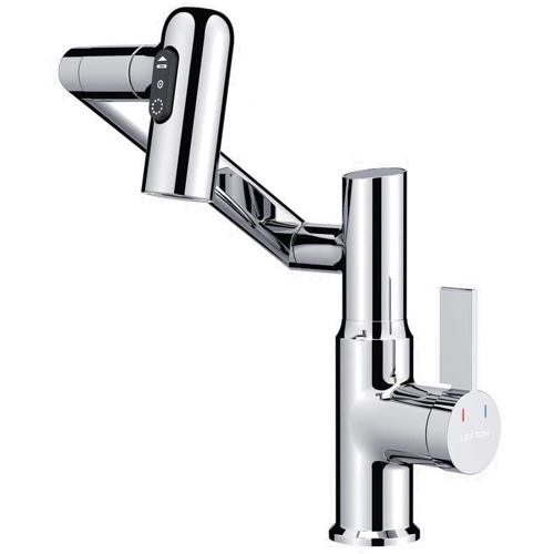 Смеситель для раковины Lefton Single-Hole Rotatable Faucet with Temperature Display-BF2204 Chrome фото 12