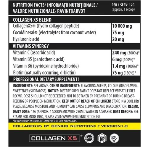 Genius Nutrition Collagen-X5 powder 360 g / 30 servings / Mango: Пол Унисекс