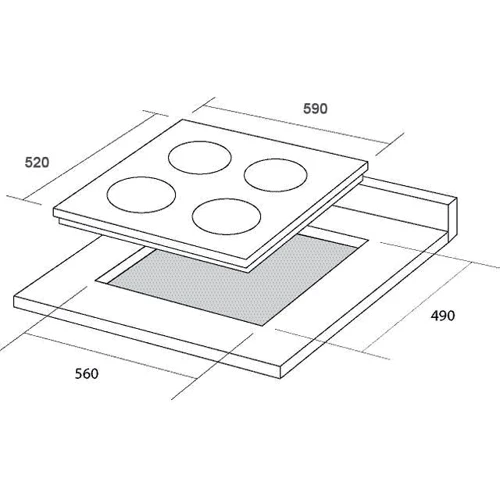 Варочная поверхность BORGIO IC 604 SL: Размеры для встраивания 56х49 см