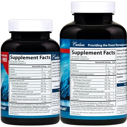 Carlson Labs Salmon Oil Complete 120 + 60 caps Лососевий жир: Тип Омега 3