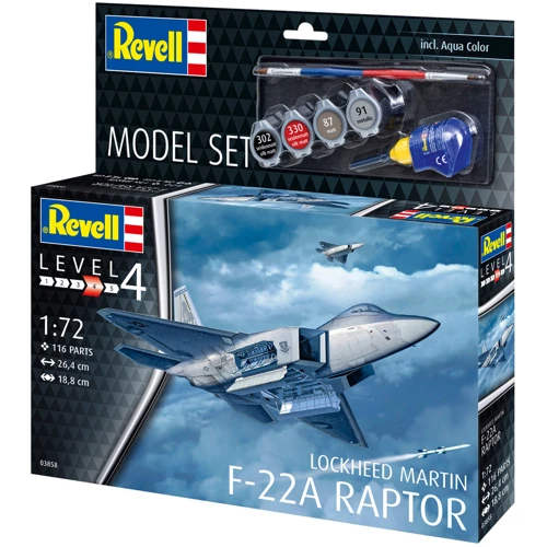 Збірна модель-копія Revell Літак Lockheed Martin F-22A Raptor Рівень 4 (RVL-63858): Тип моделі самолет